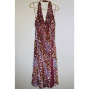 Free People Glitter and Gold Dress Womens Medium Sequin Sparkle Event Prom Party